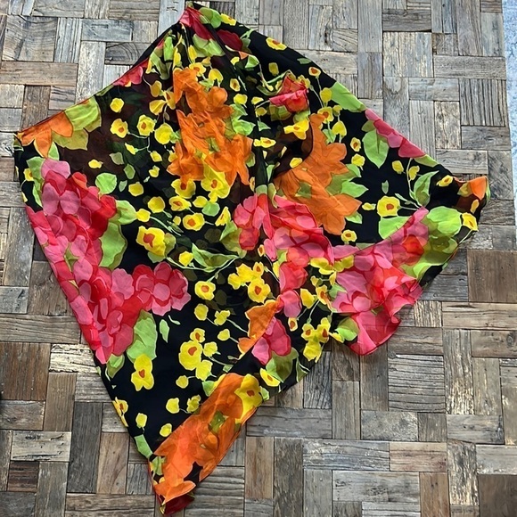 Silk Floral Skirt Neiman Marcus - Picture 1 of 9